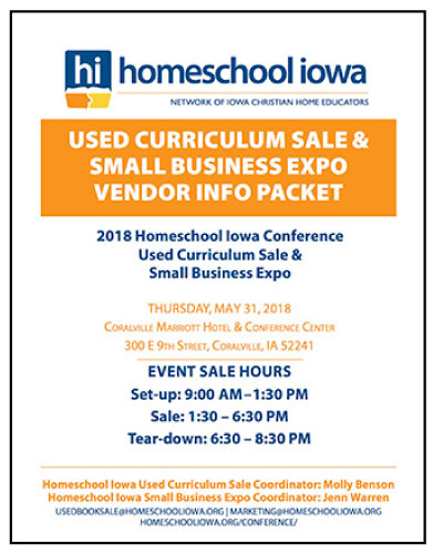 Used Curriculum Sale & Small Business Expo Vendor Info Packet
