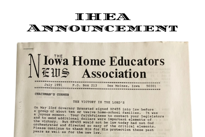 IHEA Announcement on HF 455