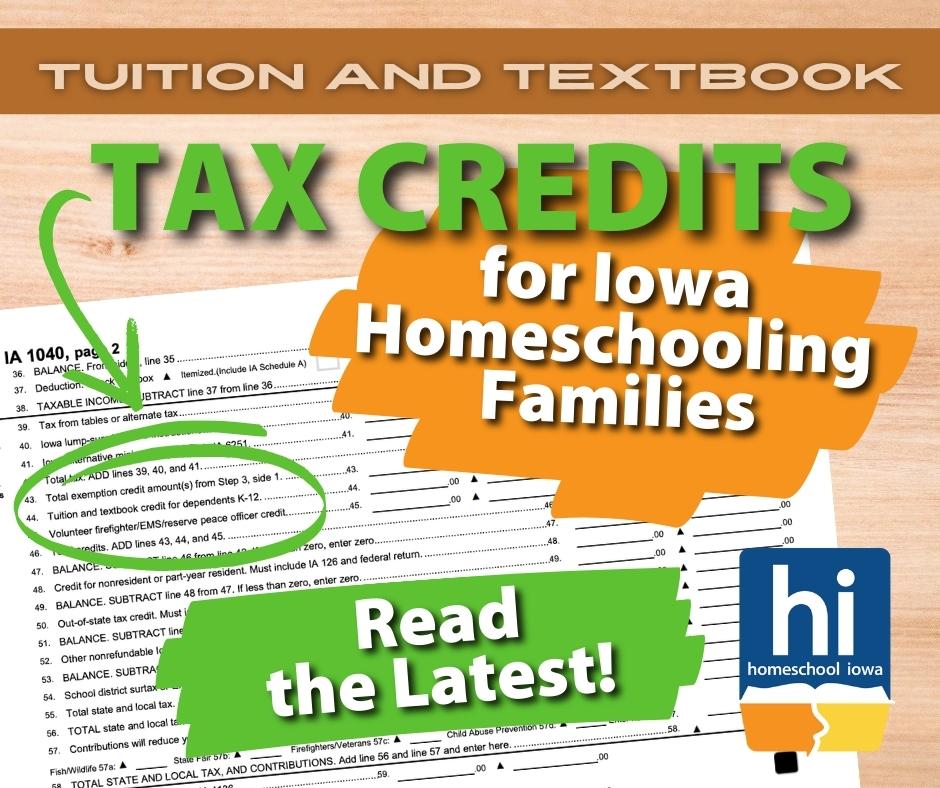 Tuition and Textbook Tax Credits for Iowa Homeschool Families Update