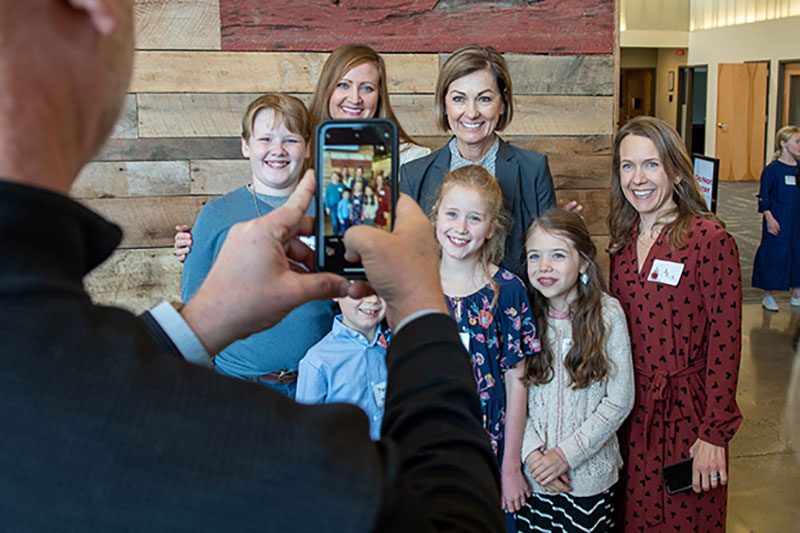 Photo Op with Governor Reynolds at Homeschool Iowa Capitol Day