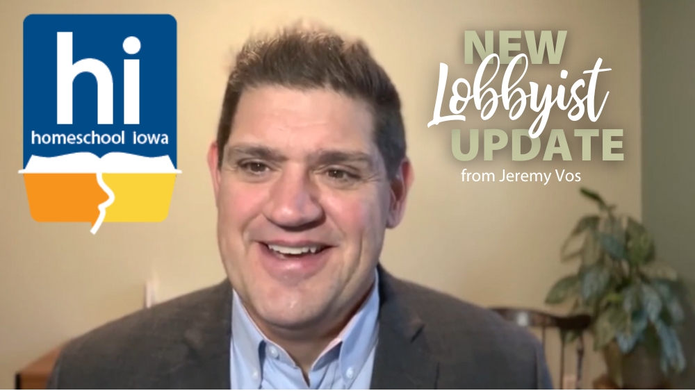 Jeremy Vos delivers his first Lobbyist Update for Homeschool Iowa