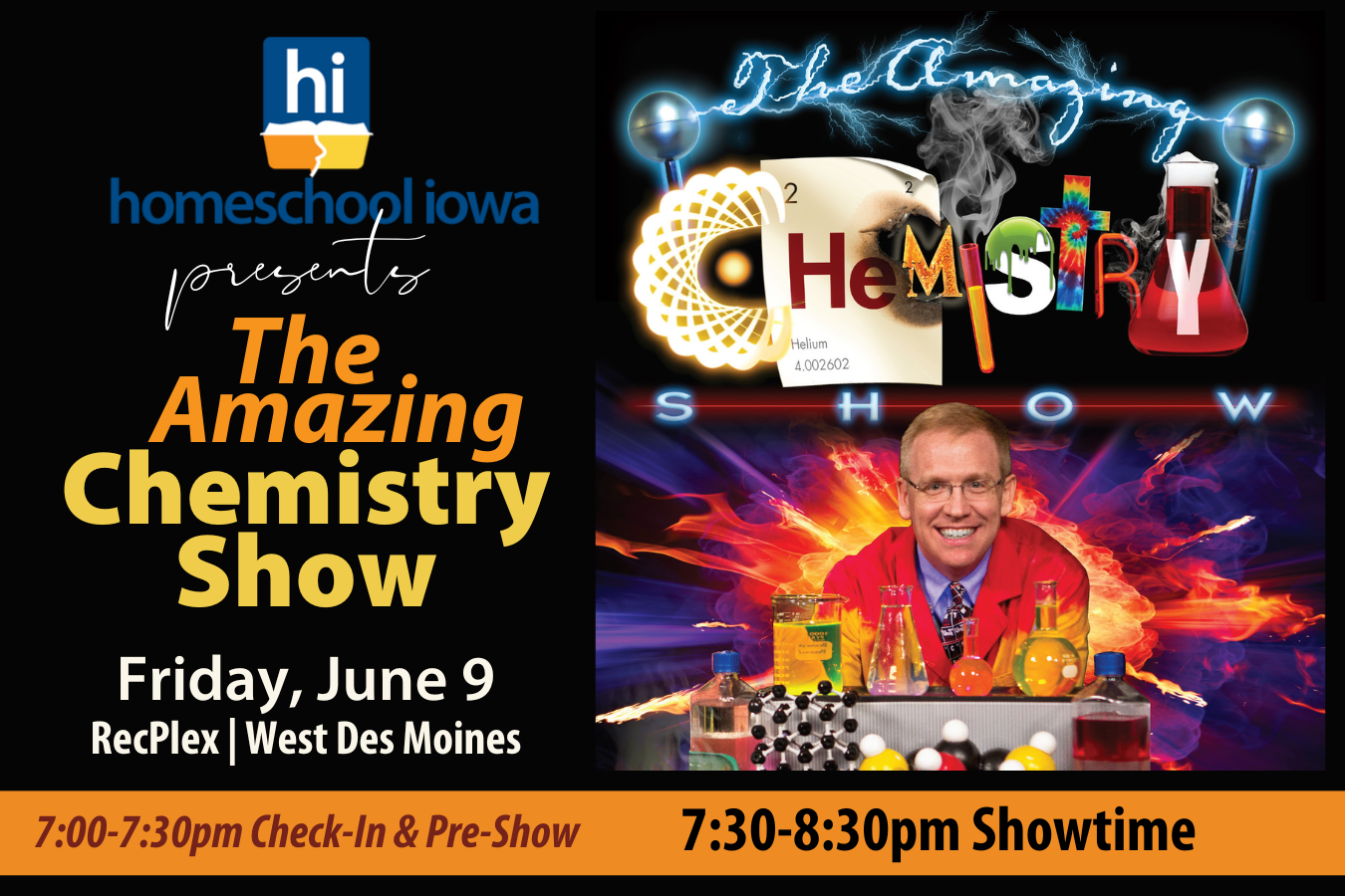 Homeschool Iowa Presents The Amazing Chemistry Show on June 9, 2023